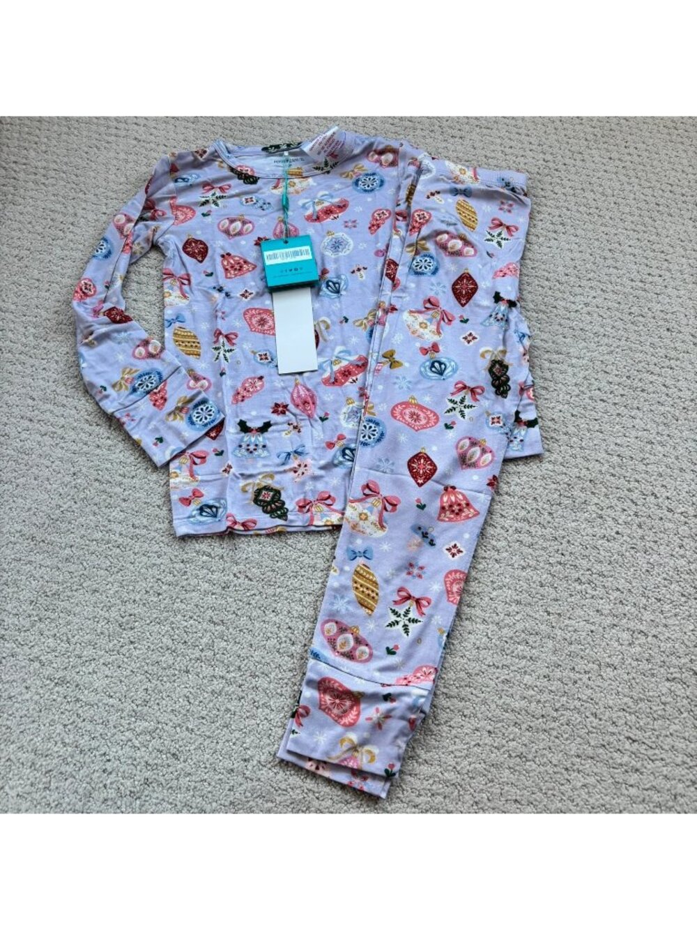 Posh peanut Holly Holiday Christmas purple bamboo pajama set